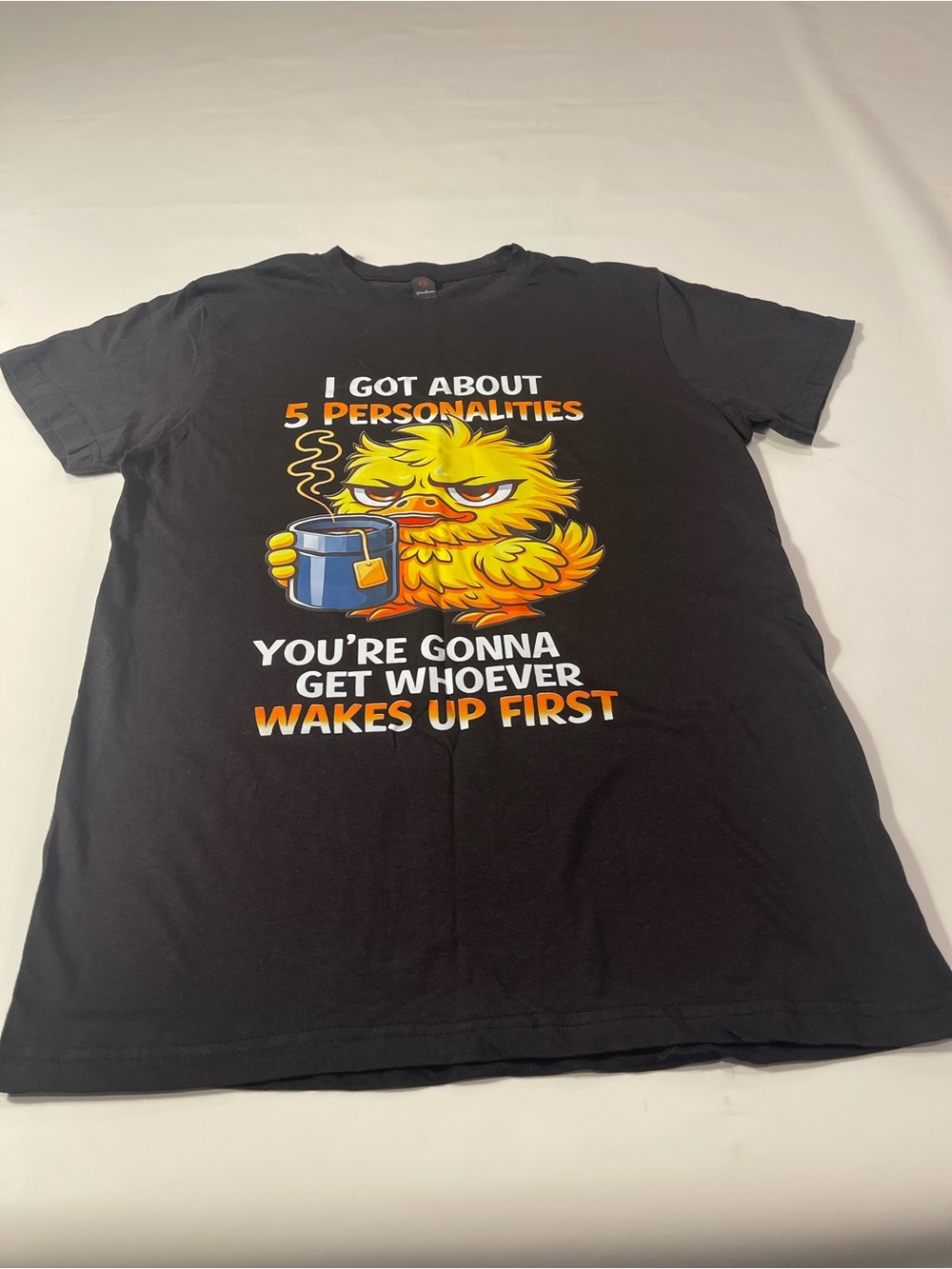 Podusa Graphic Tee M  Bold Yellow Duck Funny Print,Cotton. SKU#0727